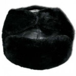 Шапка-ушанка ВМФ черная нат мех, верх кожа