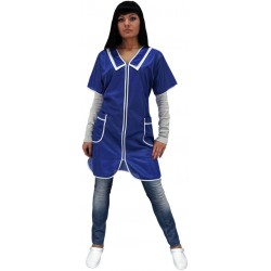 Халат женский нейлоновый (кор. рукав) васильковый