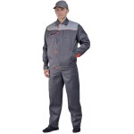 Костюм мужской Флагман-Фаворит летний с полукомбинезоном серый со светло- серым, ткань Смесовая